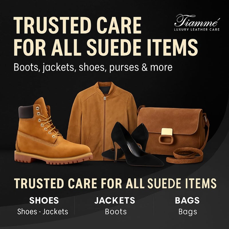 Fiamme Suede and Nubuck Cleaning Kit - Complete Brass & Nylon Brush Set, Suede Eraser for Shoes, Jackets, Boots, Handbags - Image 3